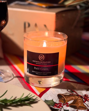 Bougie PETIT GRAIN. Aromathérapie. Biologique.