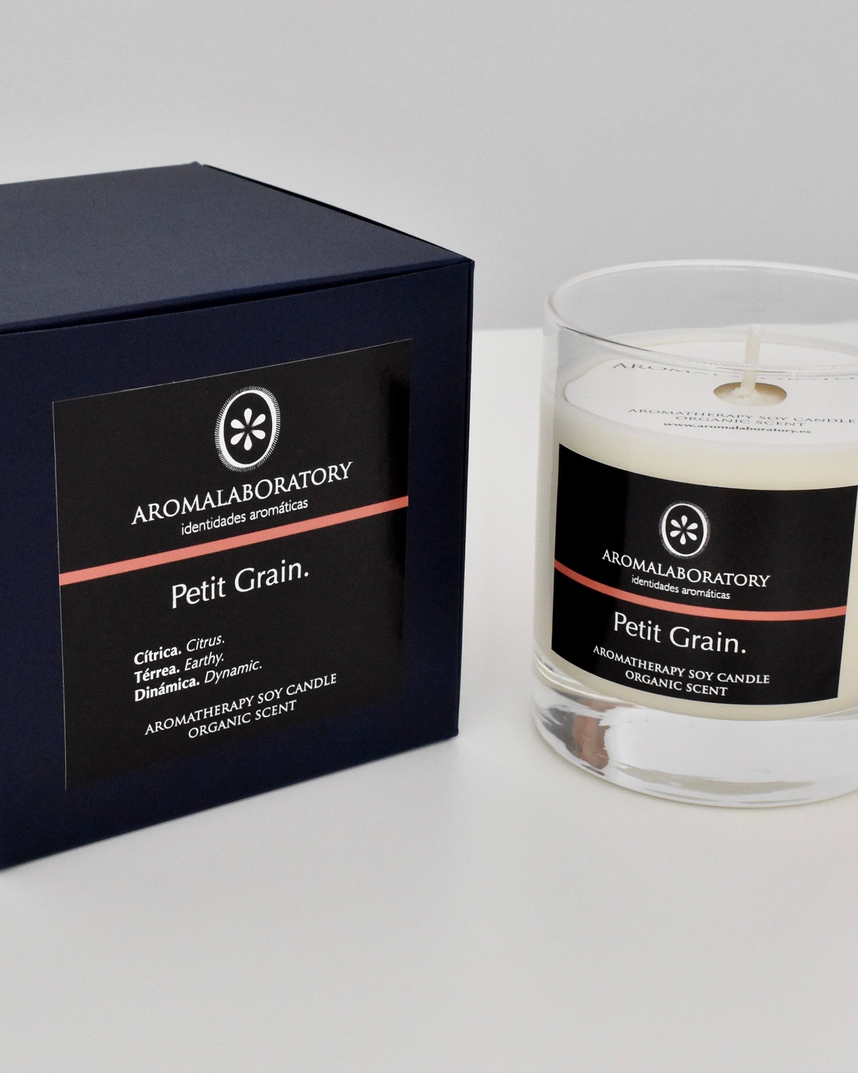 Bougie PETIT GRAIN. Aromathérapie. Biologique.