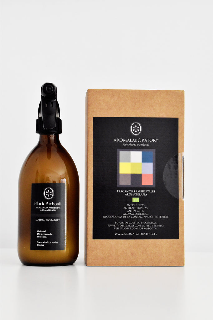 Fragancia de Interior BLACK PACHOULI. Aromaterapia. Ecológica. 500ml.