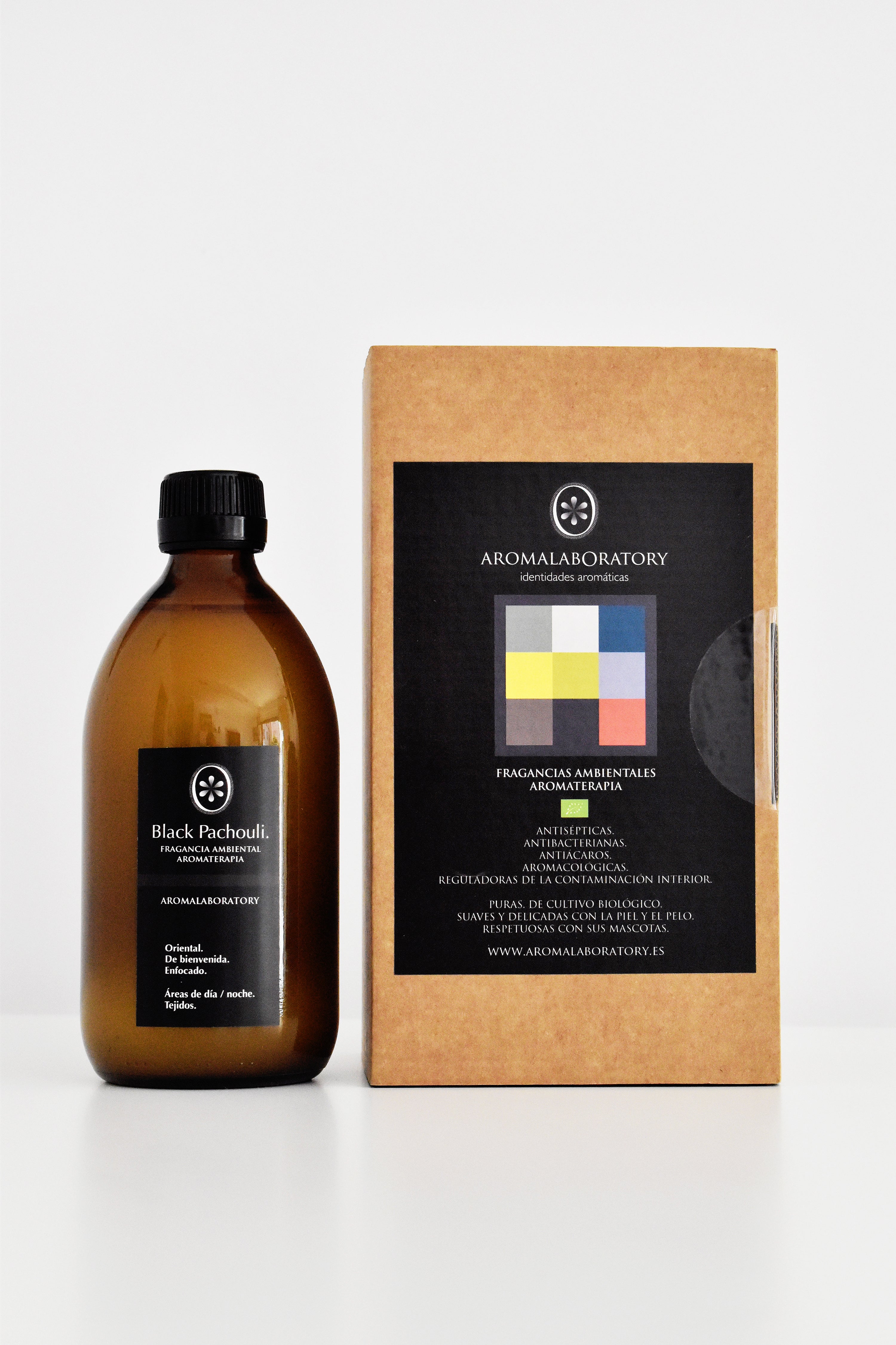 Fragancia de Interior BLACK PACHOULI. Aromaterapia. Ecológica. 500ml.